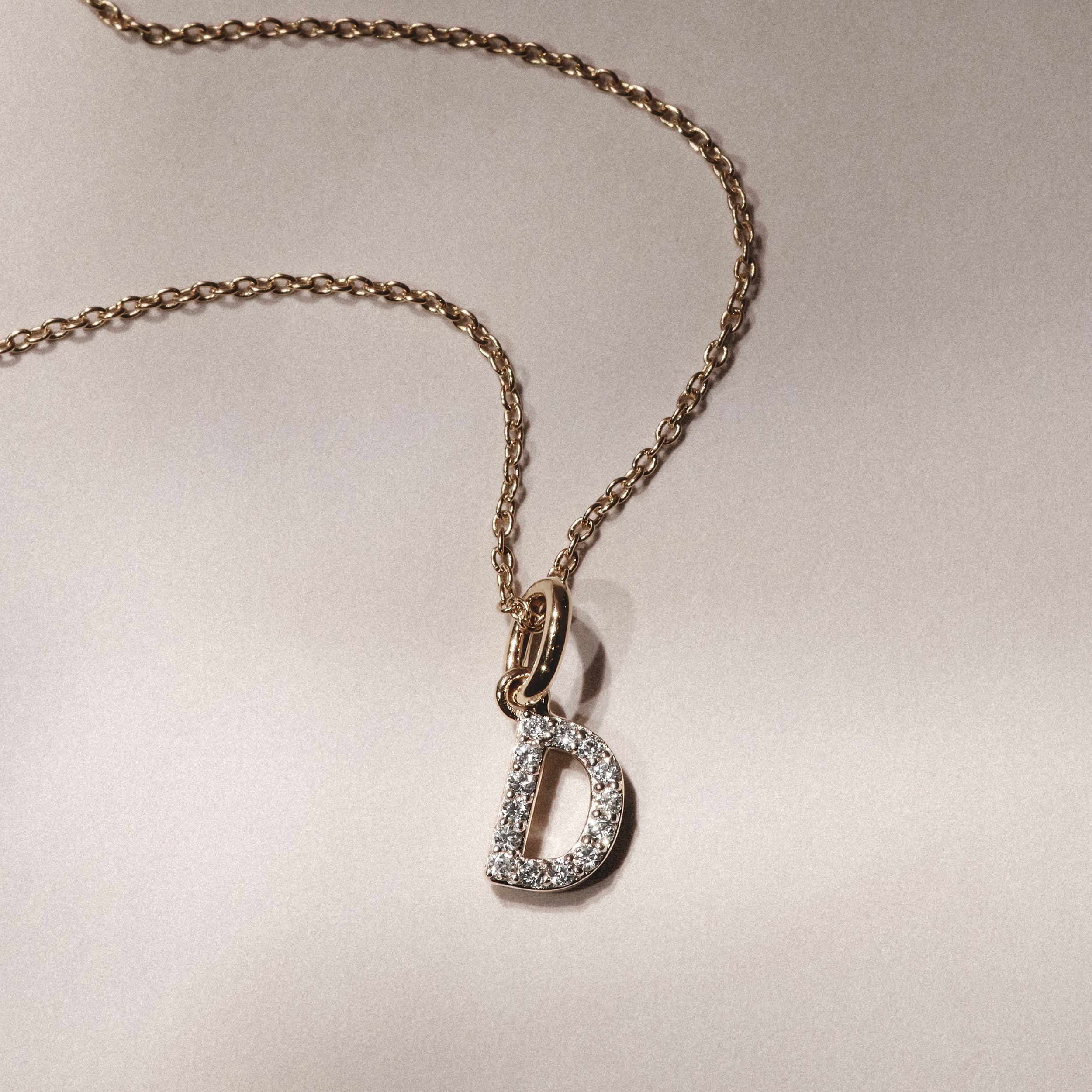 Love Letter Initial D Lab Diamond Necklace set in 18K Gold Vermeil